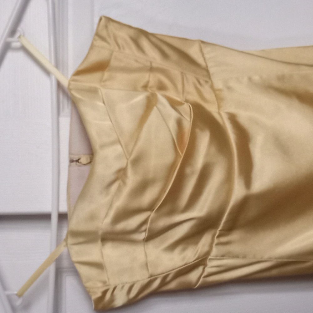 Le Chateau Soft Yellow Knee Length Strapless Dress Size XS